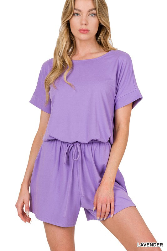 BRUSHED DTY ROMPER WITH POCKETS