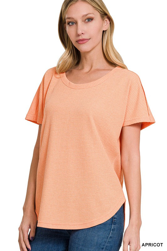 MELANGE BABY WAFFLE SHORT SLEEVE TOP