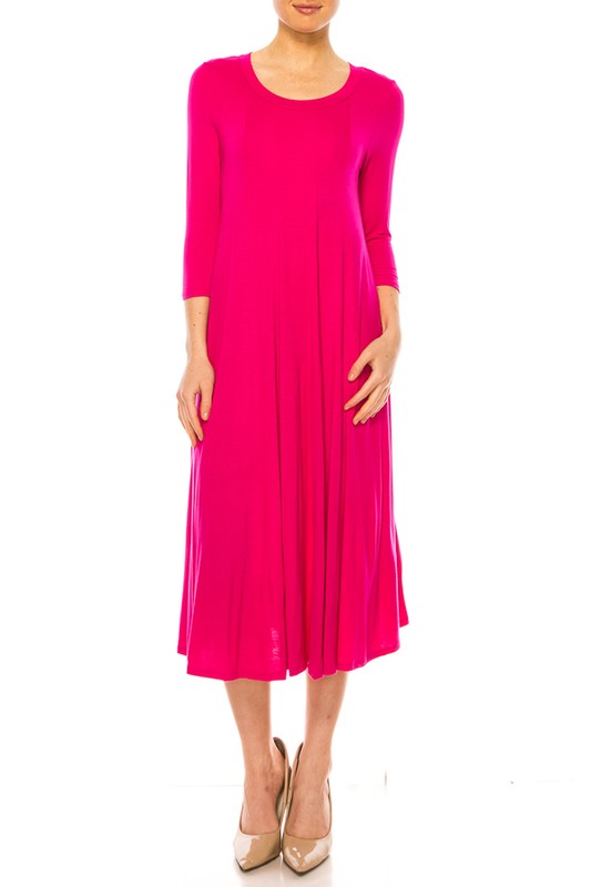 Solid jersey knit a-line dress