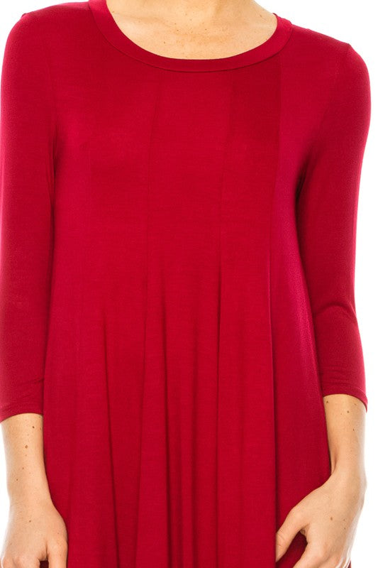 Solid jersey knit a-line dress