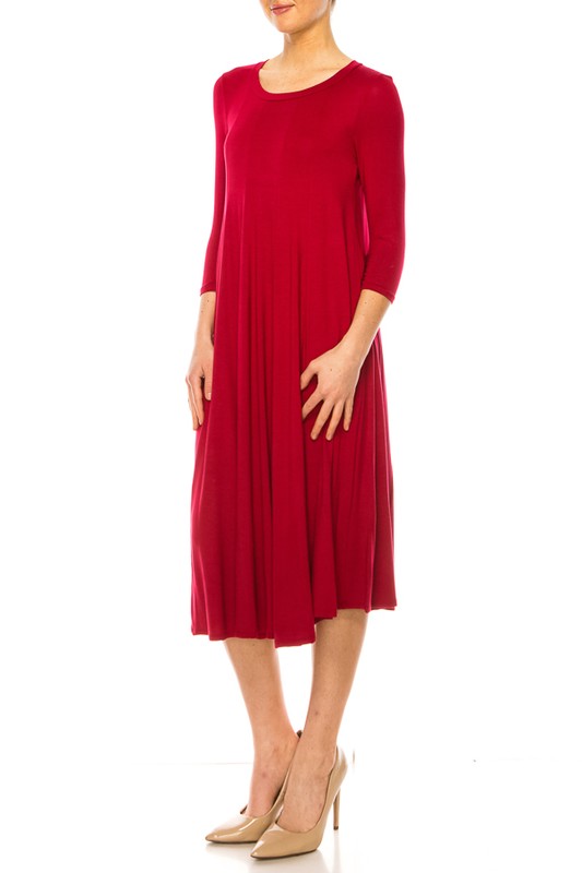 Solid jersey knit a-line dress