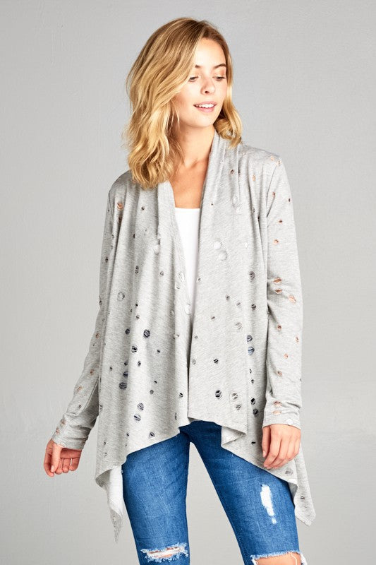 DISTRESSED CASCADE CARDIGAN