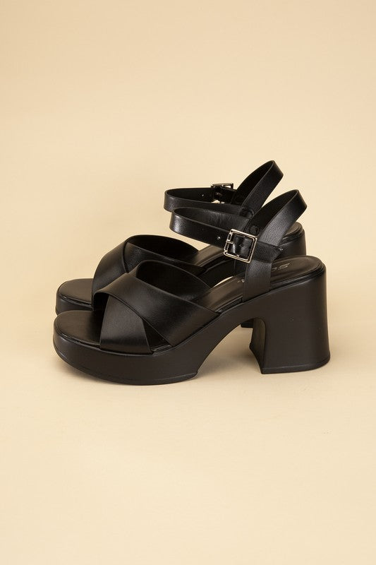 TOUCH-S CRISSCROSS SANDAL HEELS