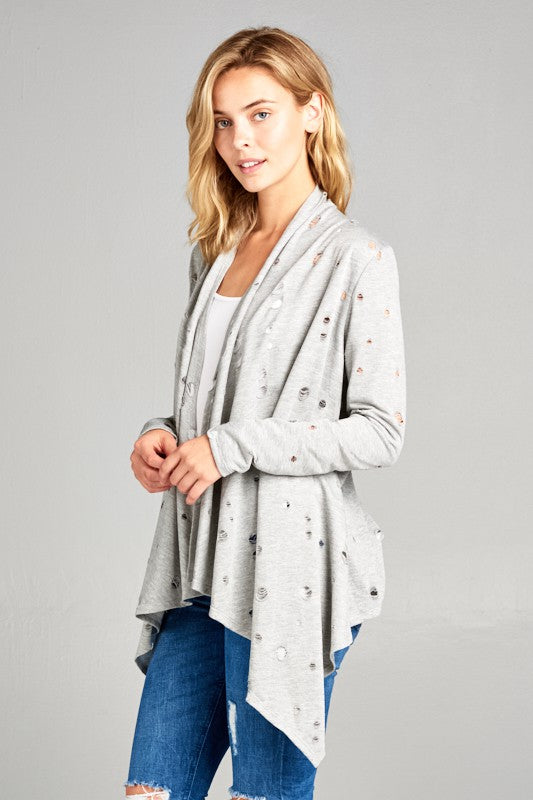 DISTRESSED CASCADE CARDIGAN