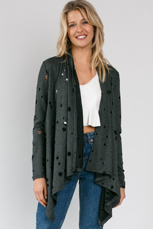 DISTRESSED CASCADE CARDIGAN